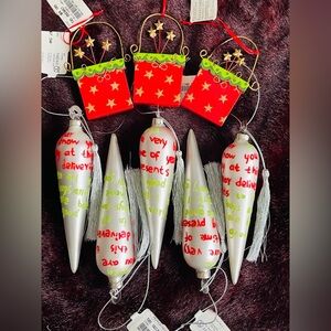 Vintage Dept 56 Christmas Decor Ornaments “Dear Santa” & Lolly Purse 8 pc